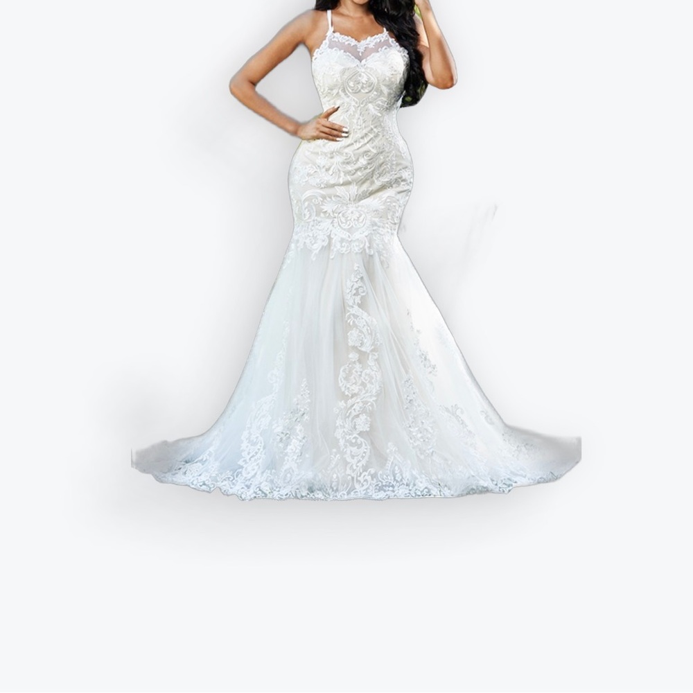 [NEW]Trumpet/Mermaid Lace Ruffles Spaghetti Straps Sleeveless wedding dress